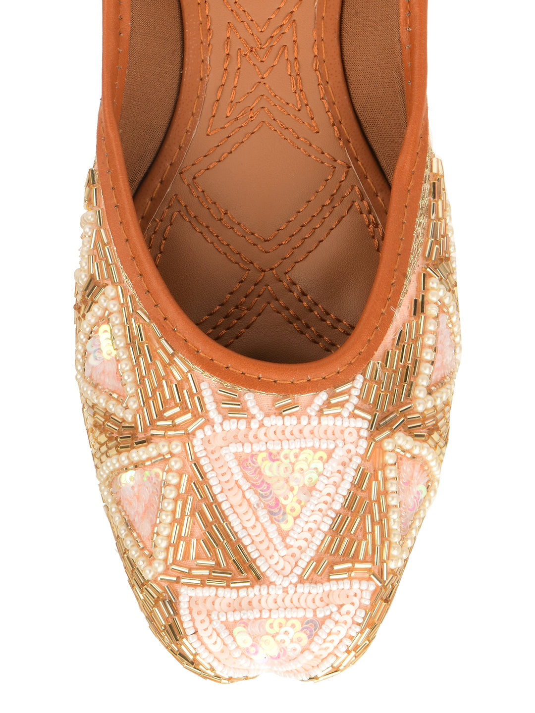 Desi Colour Women Indian Ethnic Footwear-Peach Pearl - Distacart