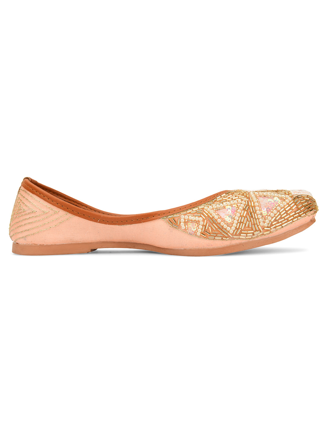 Desi Colour Women Indian Ethnic Footwear-Peach Pearl - Distacart