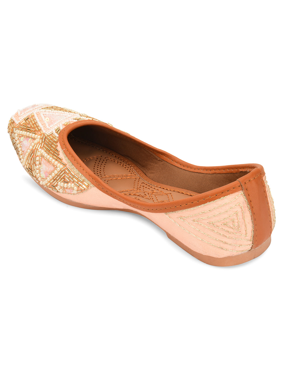 Desi Colour Women Indian Ethnic Footwear-Peach Pearl - Distacart