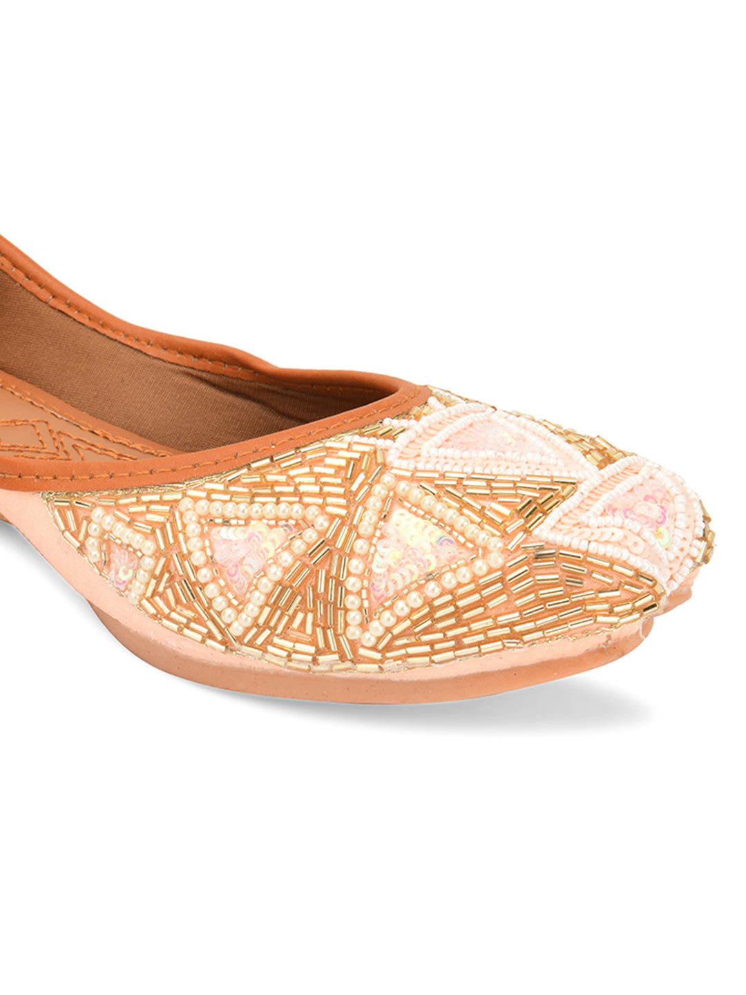 Desi Colour Women Indian Ethnic Footwear-Peach Pearl - Distacart