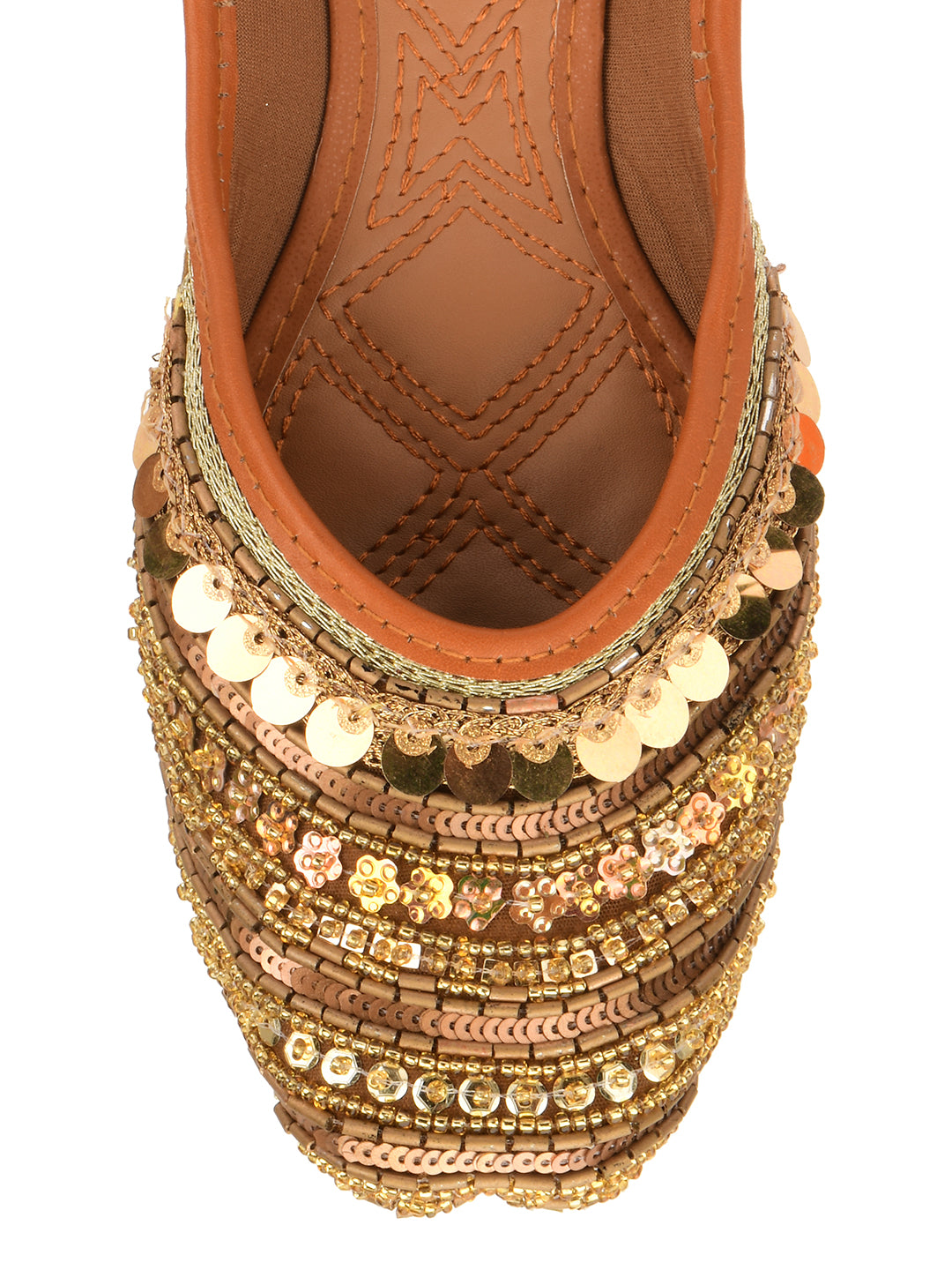 Desi Colour Women Indian Ethnic Footwear-Copper Dabka - Distacart