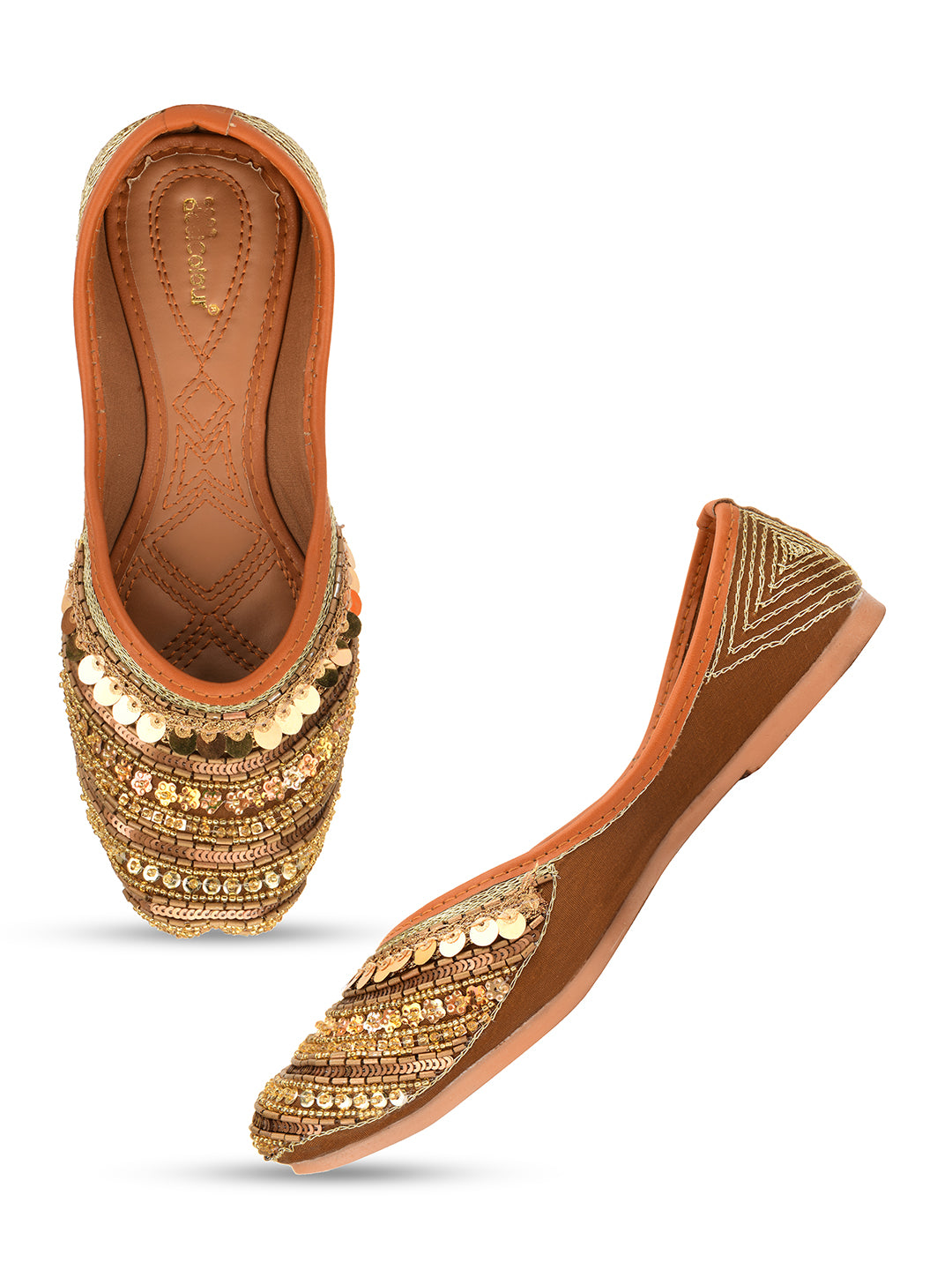 Desi Colour Women Indian Ethnic Footwear-Copper Dabka - Distacart
