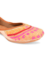 Thumbnail for Desi Colour Women Indian Ethnic Footwear-Peach Pink Pearl Work - Distacart