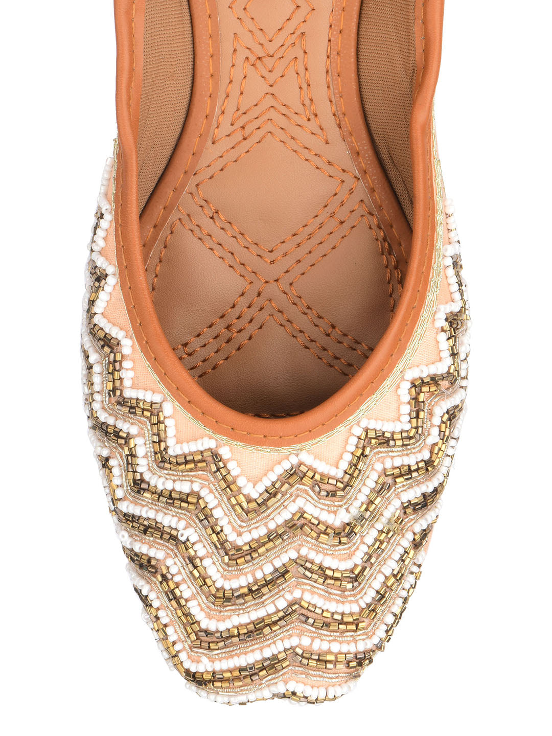 Desi Colour Women Indian Ethnic Footwear-Part Wear Peach Pearl Work - Distacart