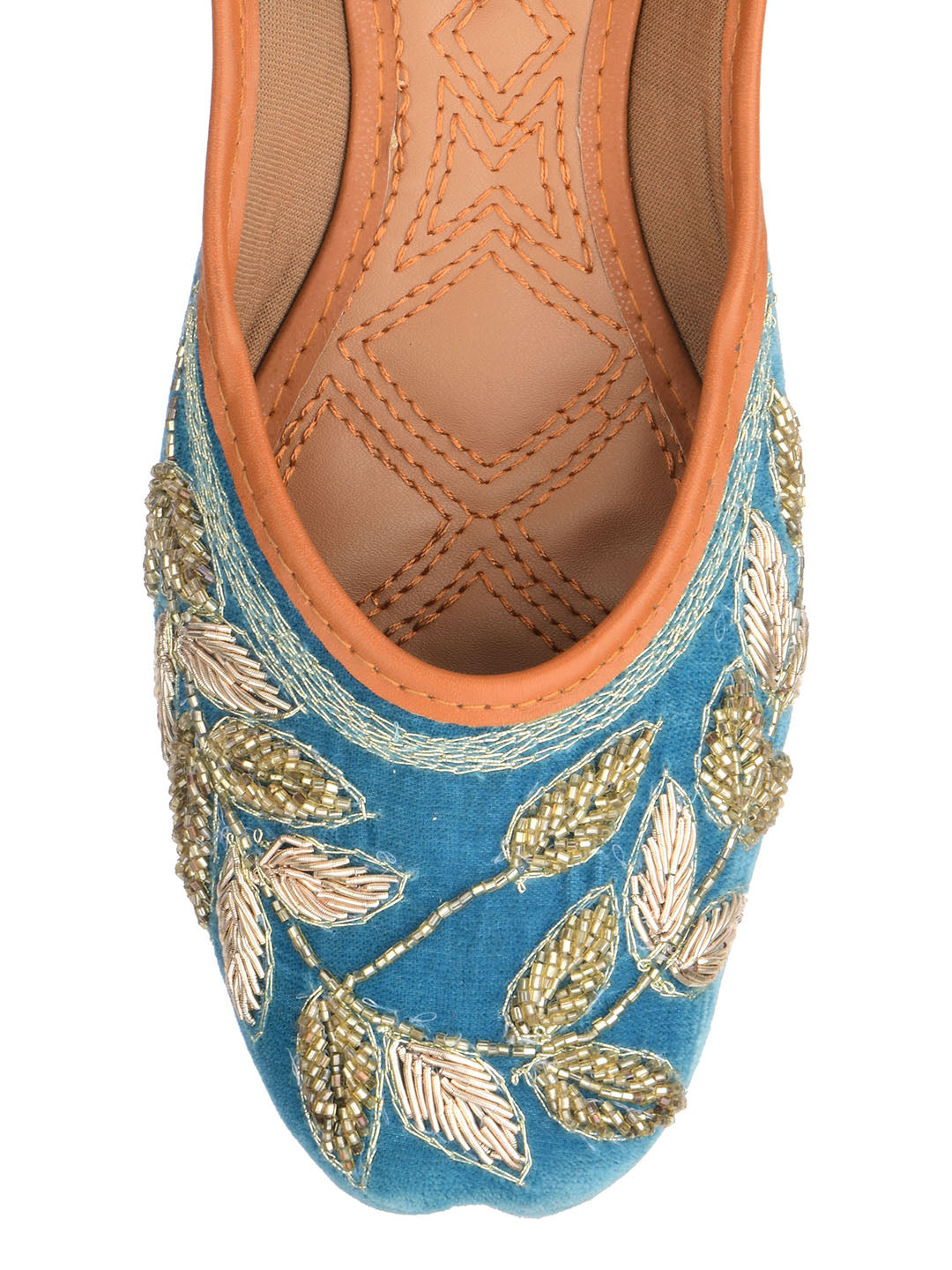 Desi Colour Women Indian Ethnic Footwear-Party Wear Teal Dabka Work - Distacart