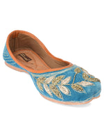 Thumbnail for Desi Colour Women Indian Ethnic Footwear-Party Wear Teal Dabka Work - Distacart