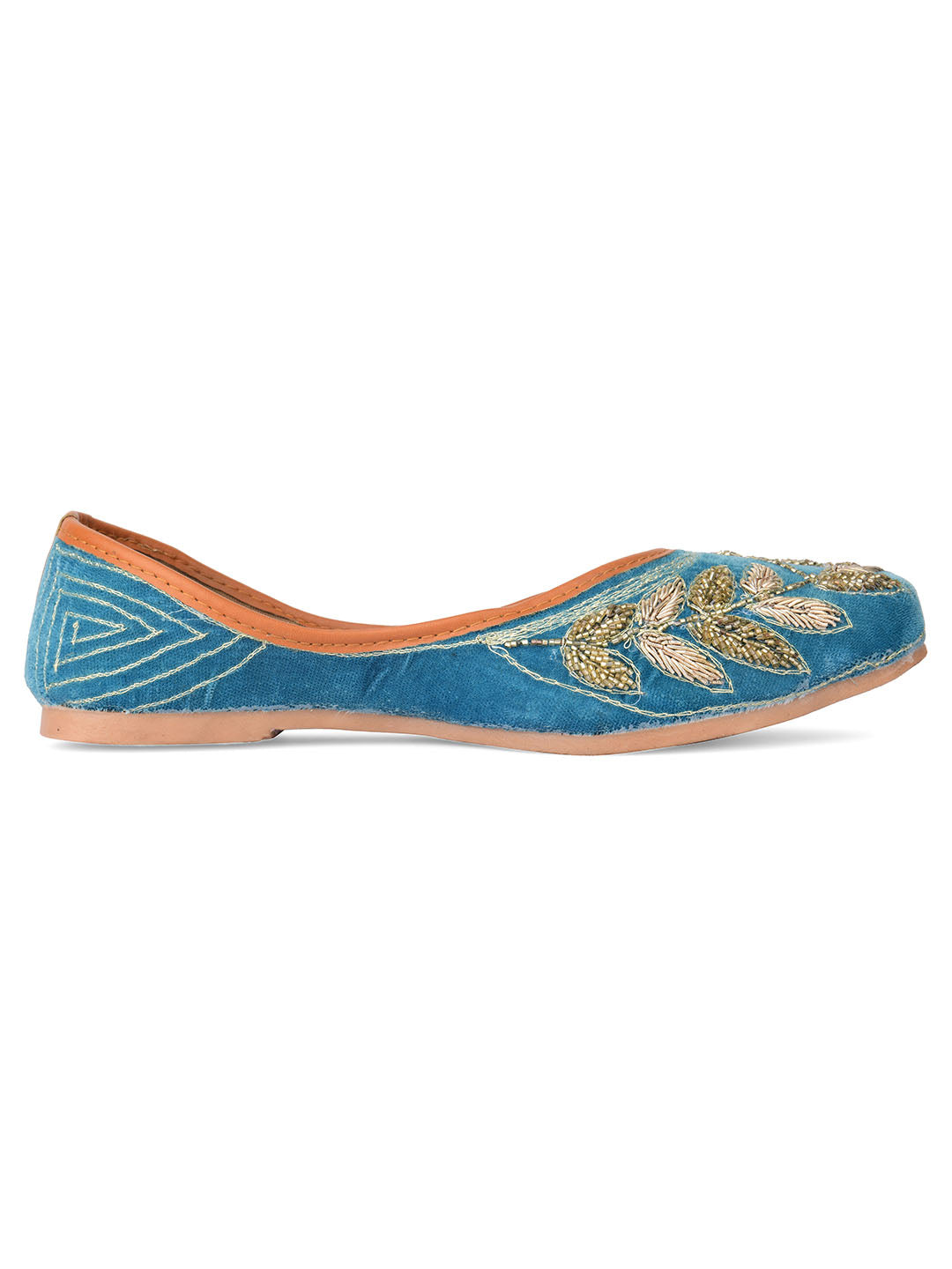 Desi Colour Women Indian Ethnic Footwear-Party Wear Teal Dabka Work - Distacart