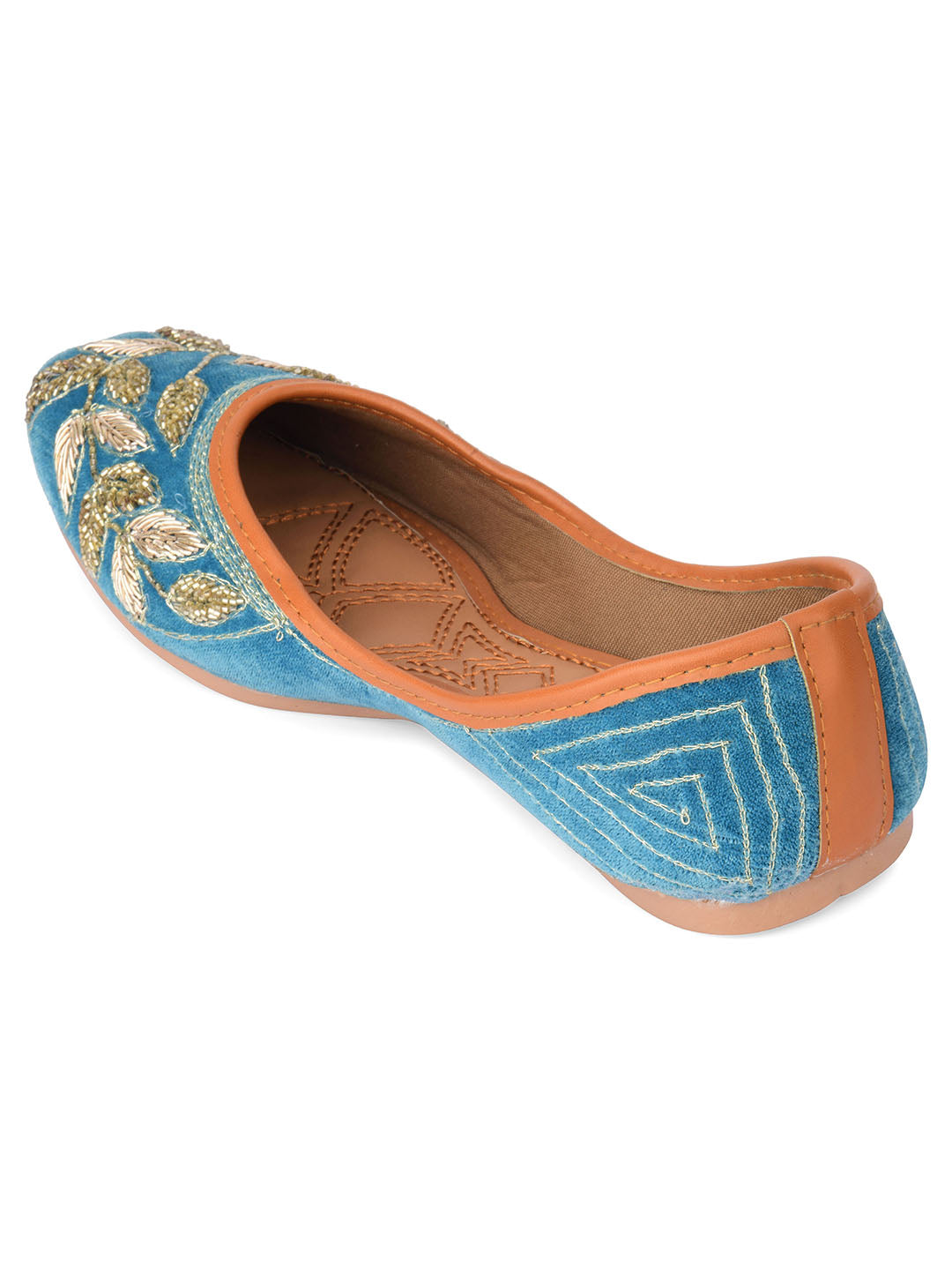 Desi Colour Women Indian Ethnic Footwear-Party Wear Teal Dabka Work - Distacart