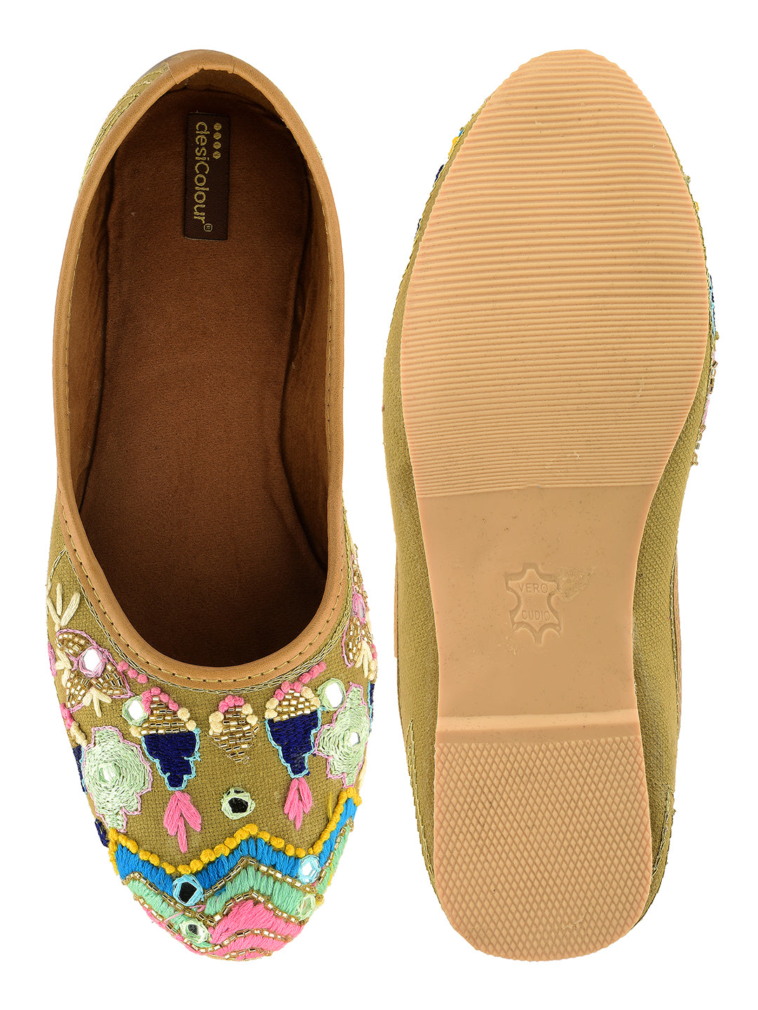 Desi Colour Women Indian Ethnic Footwear-Daily Wear Jute Floral Mirror - Distacart