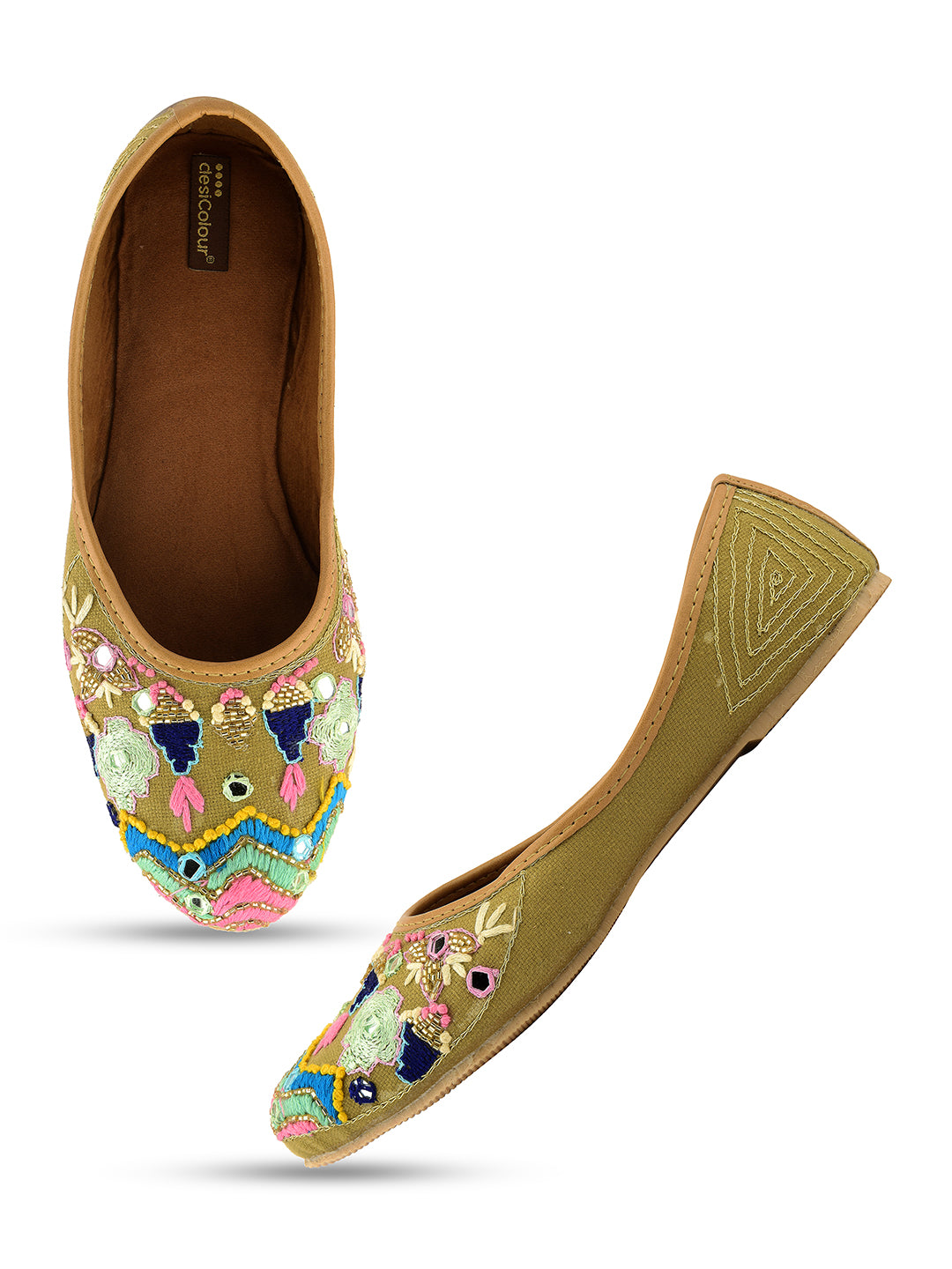 Desi Colour Women Indian Ethnic Footwear-Daily Wear Jute Floral Mirror - Distacart