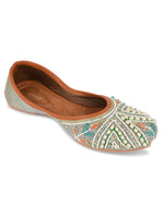 Thumbnail for Desi Colour Women Indian Ethnic Footwear-Party Wear Grey Multi Pearl - Distacart
