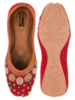Thumbnail for Desi Colour Women Indian Ethnic Footwear-Red Velvet Stone - Distacart