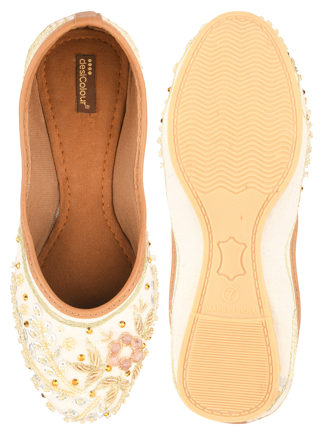 Desi Colour Women Indian Ethnic Footwear-White Dabka - Distacart