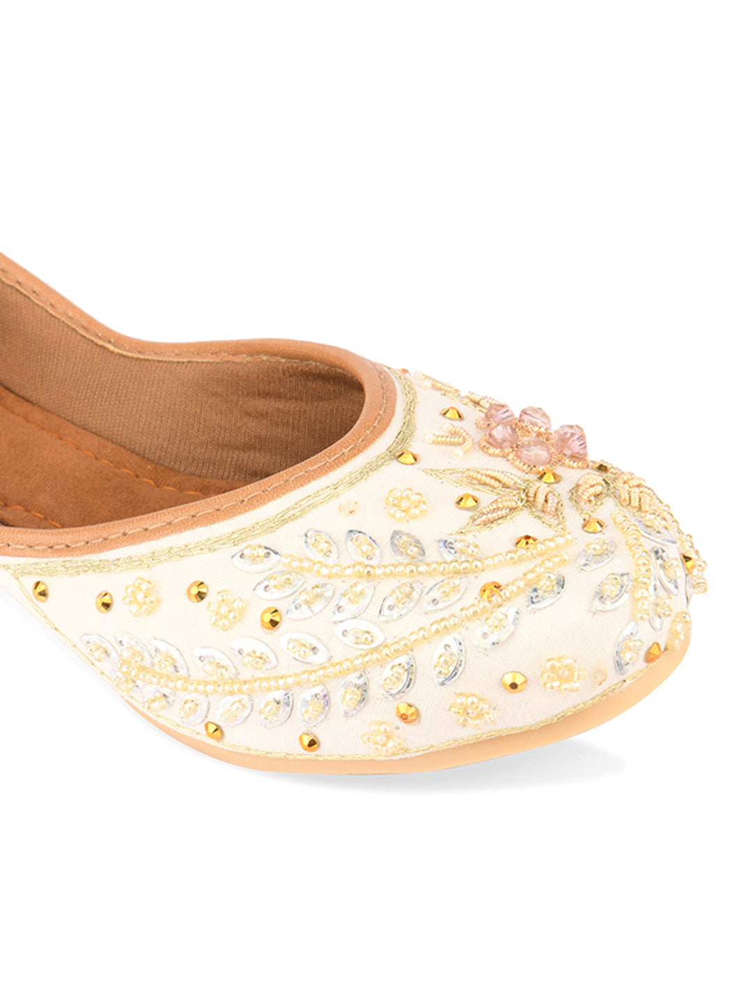 Desi Colour Women Indian Ethnic Footwear-White Dabka - Distacart