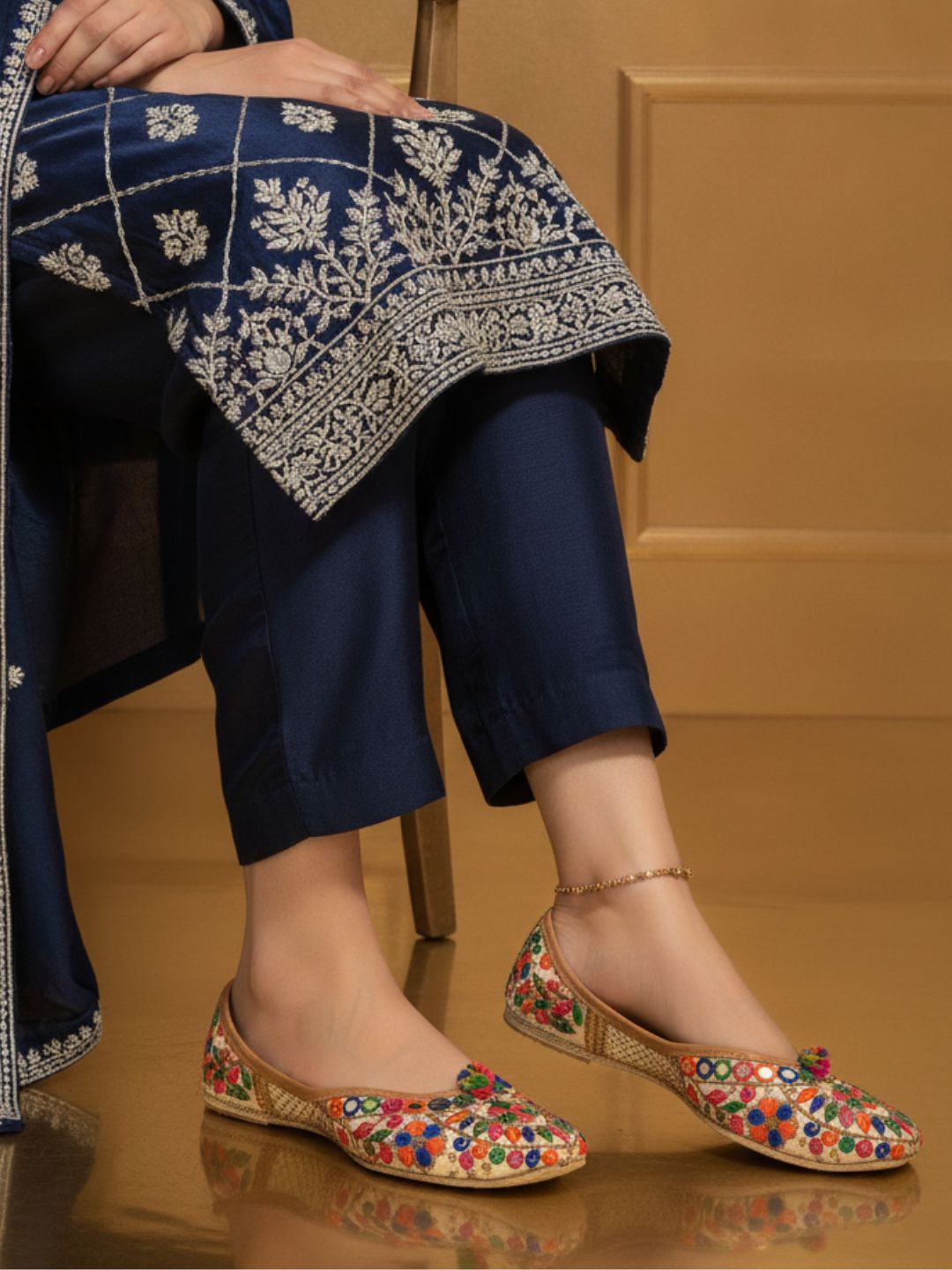 Desi Colour Women Indian Ethnic Footwear-Office Wear Ultra Comfortable Multi Emb