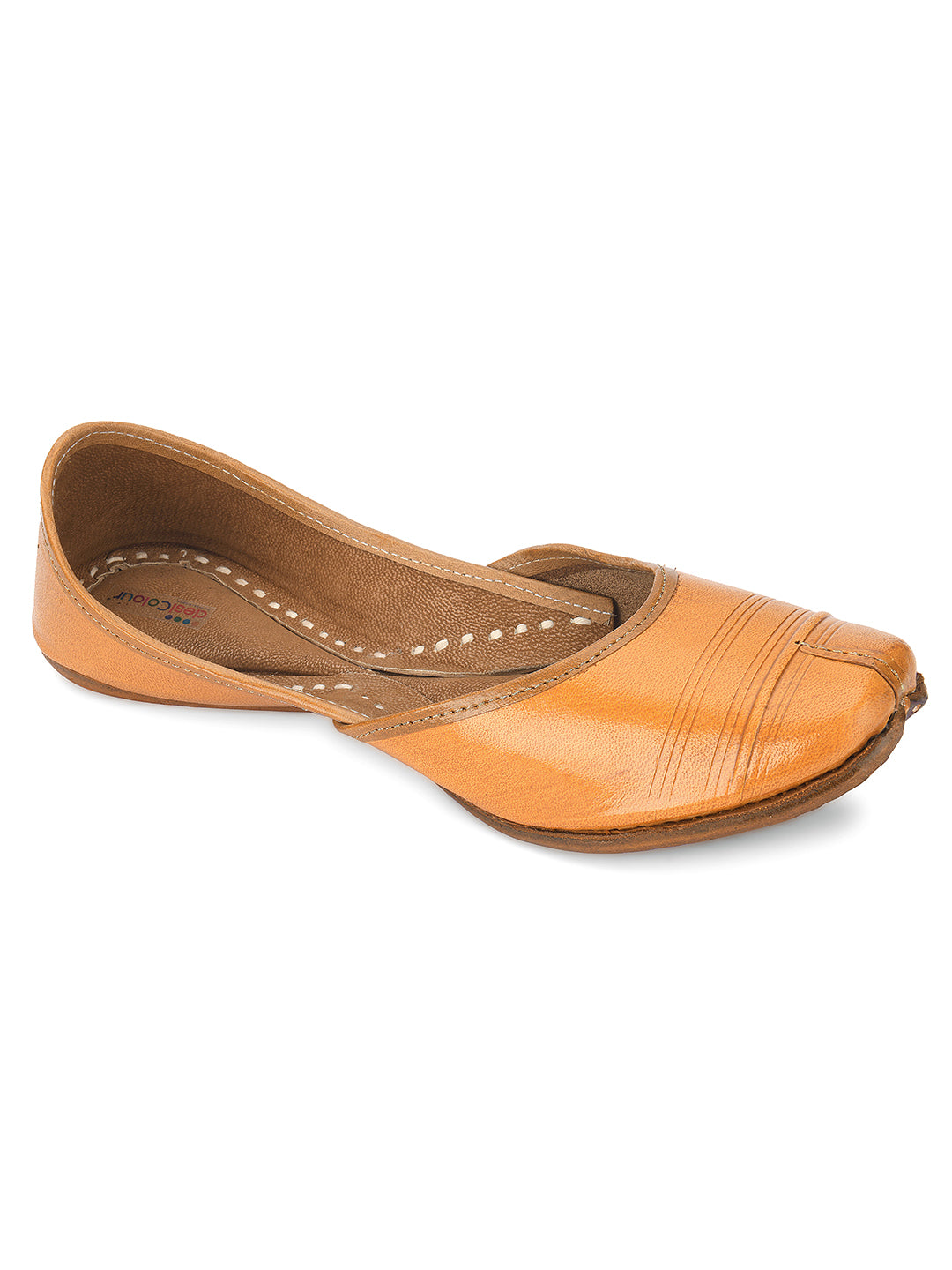 Desi Colour Women Indian Ethnic Footwear-Tan Leather Basic - Distacart
