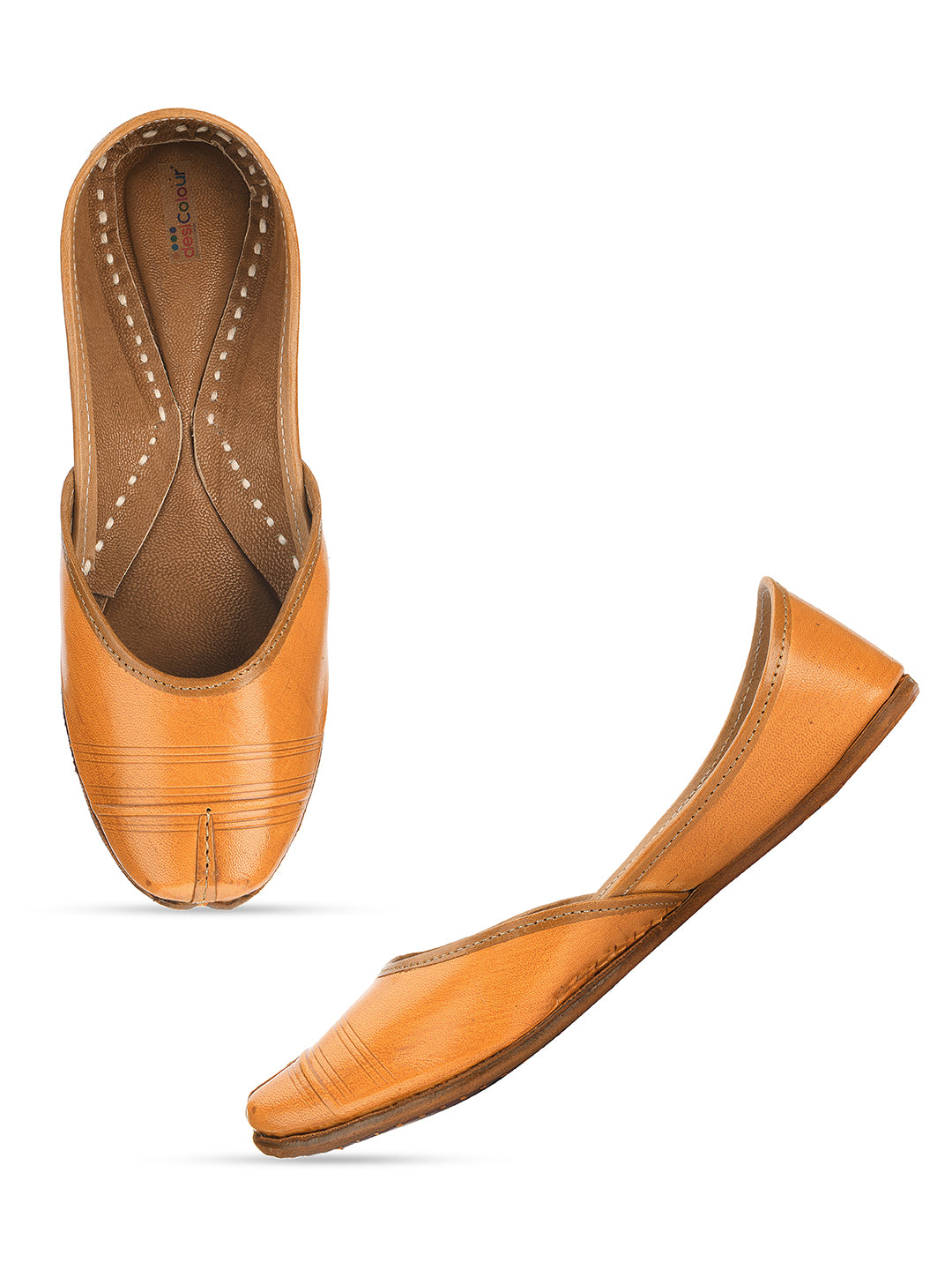 Desi Colour Women Indian Ethnic Footwear-Tan Leather Basic - Distacart
