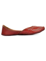 Thumbnail for Desi Colour Women Indian Ethnic Footwear-Red Leather Zari - Distacart