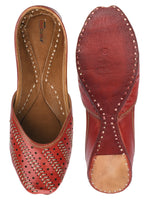 Thumbnail for Desi Colour Women Indian Ethnic Footwear-Red Leather Zari - Distacart