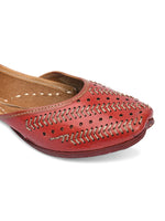 Thumbnail for Desi Colour Women Indian Ethnic Footwear-Red Leather Zari - Distacart