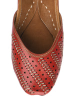Thumbnail for Desi Colour Women Indian Ethnic Footwear-Red Leather Zari - Distacart