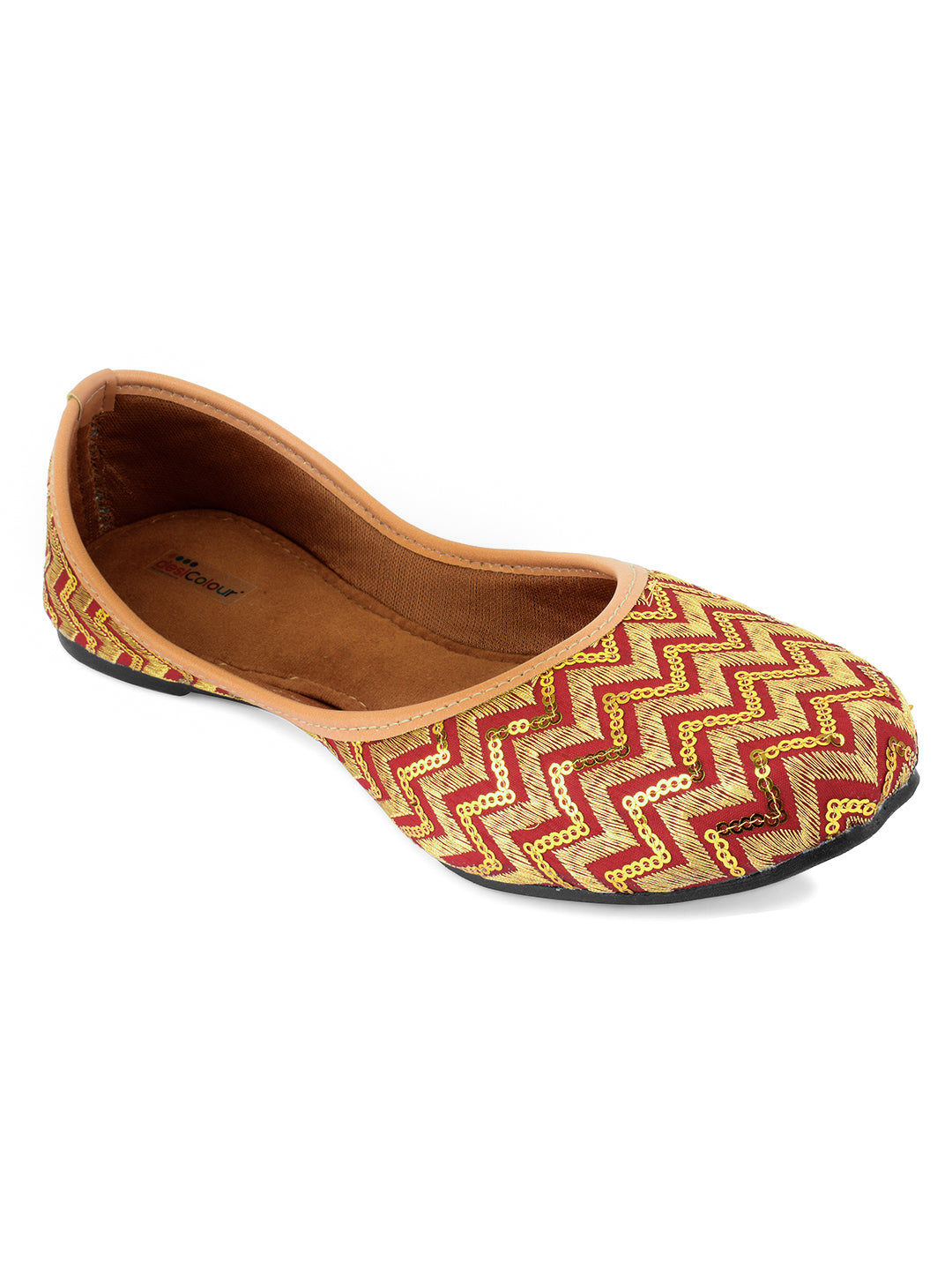 Desi Colour Women Indian Ethnic Footwear-Maroon Zigzag - Distacart