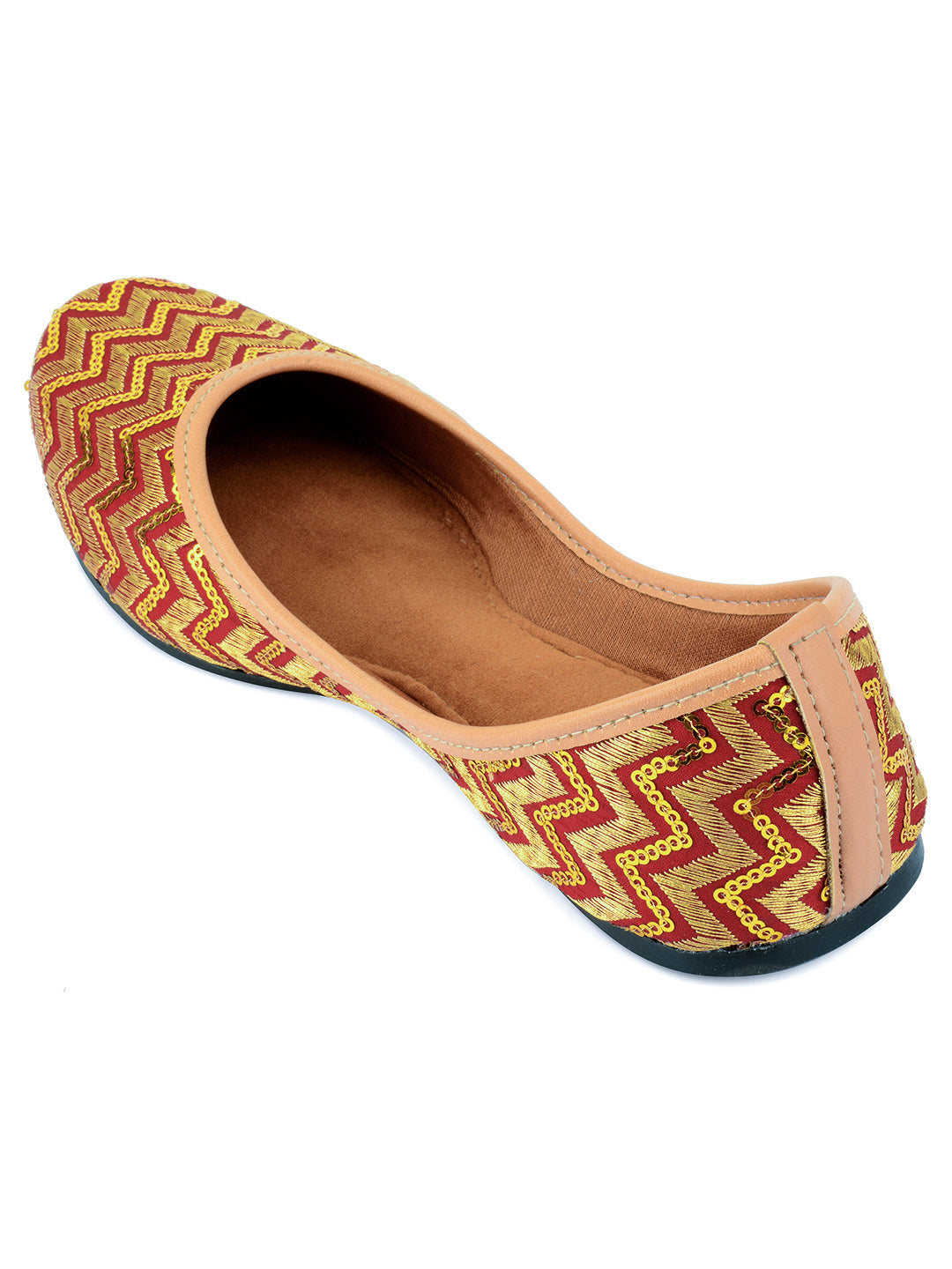 Desi Colour Women Indian Ethnic Footwear-Maroon Zigzag - Distacart