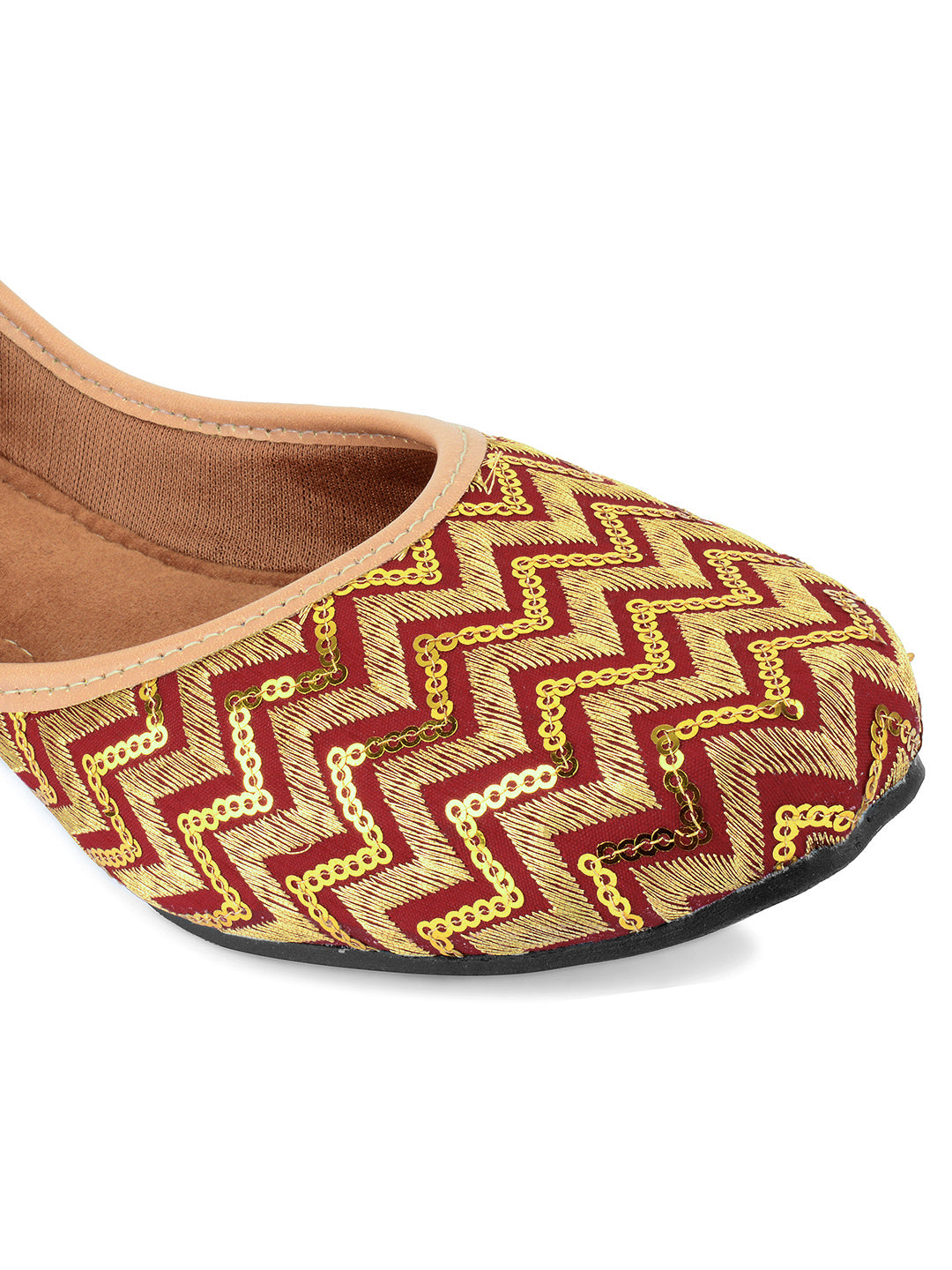 Desi Colour Women Indian Ethnic Footwear-Maroon Zigzag - Distacart