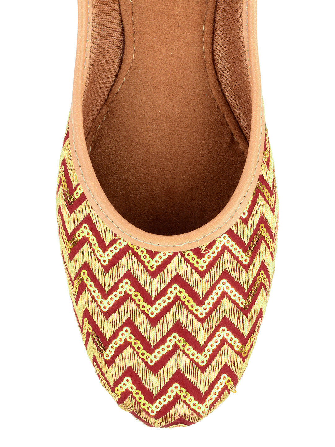 Desi Colour Women Indian Ethnic Footwear-Maroon Zigzag - Distacart
