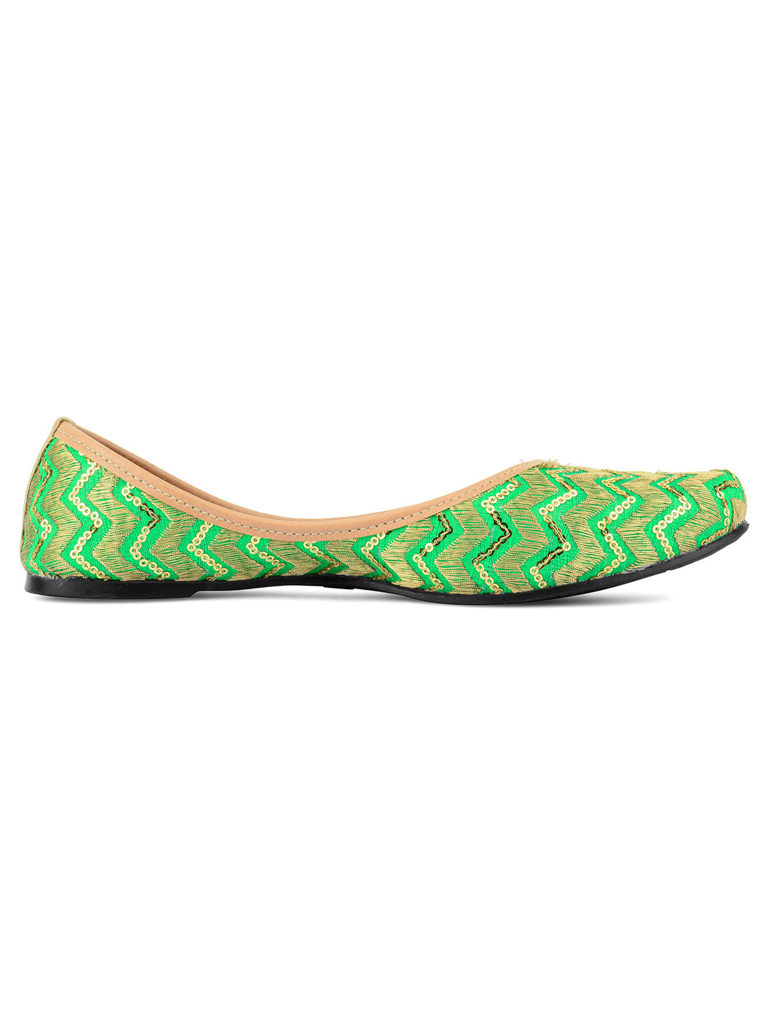 Desi Colour Women Indian Ethnic Footwear-Green Zigzag - Distacart