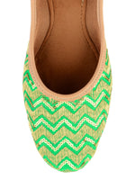 Thumbnail for Desi Colour Women Indian Ethnic Footwear-Green Zigzag - Distacart