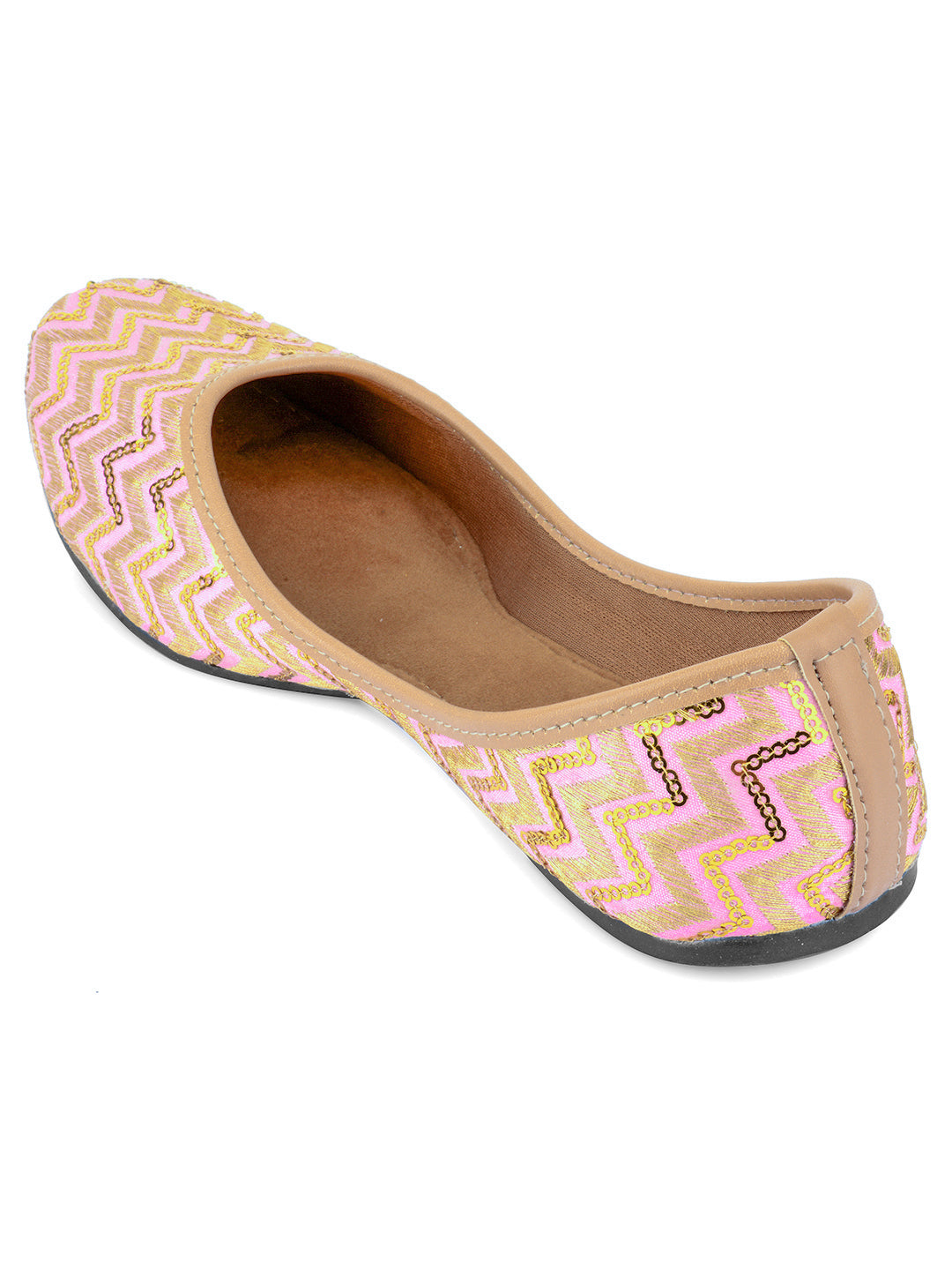 Desi Colour Women Indian Ethnic Footwear-Baby Pink Zigzag - Distacart