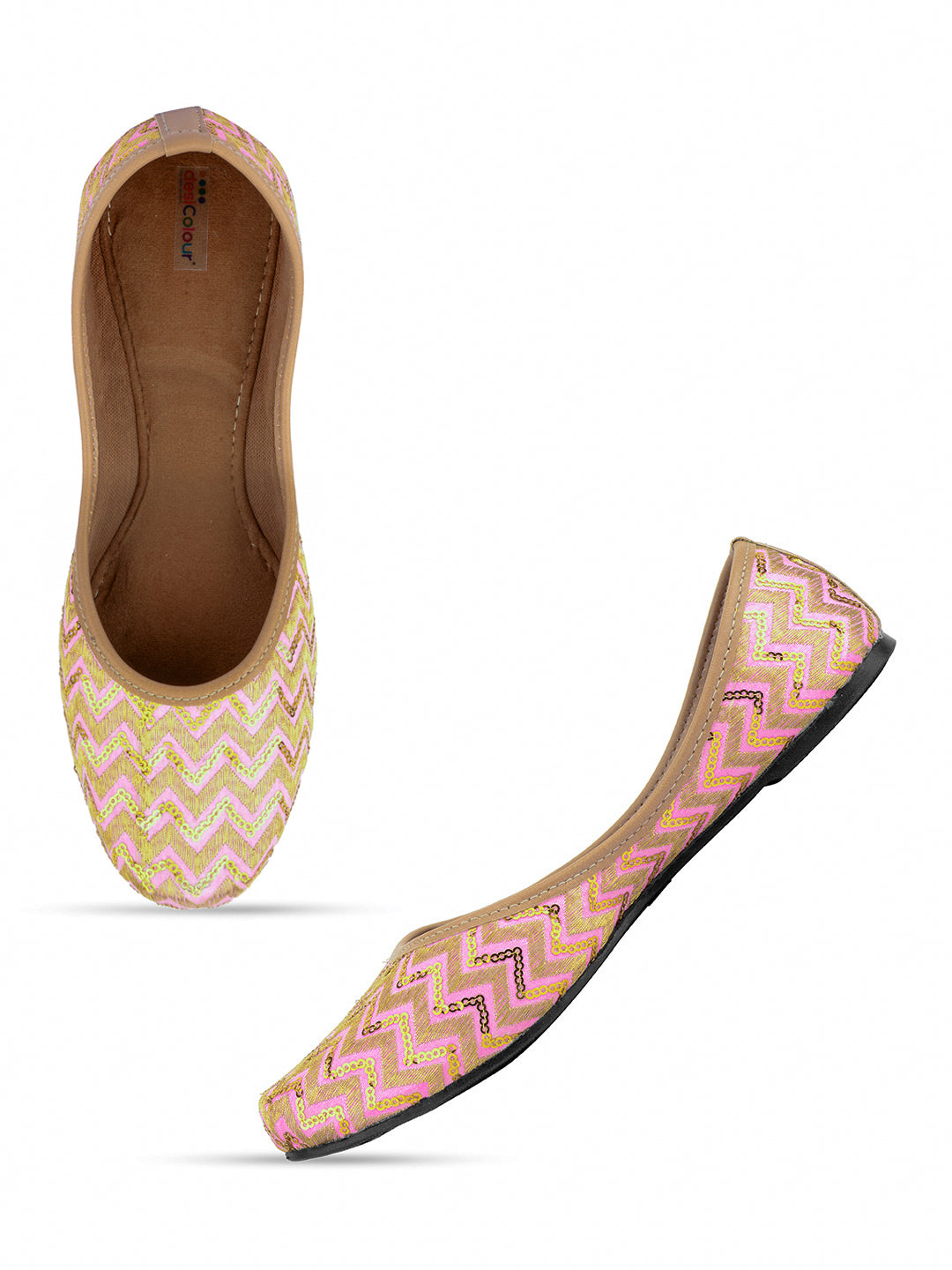 Desi Colour Women Indian Ethnic Footwear-Baby Pink Zigzag - Distacart