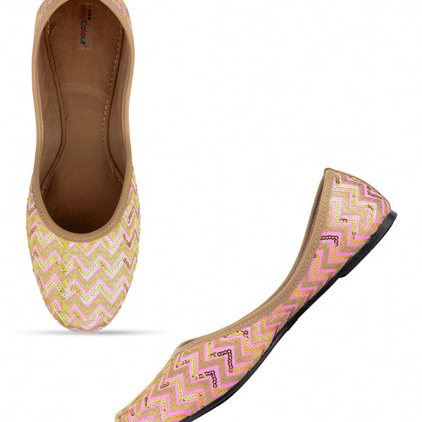 Desi Colour Women Indian Ethnic Footwear-Baby Pink Zigzag - Distacart