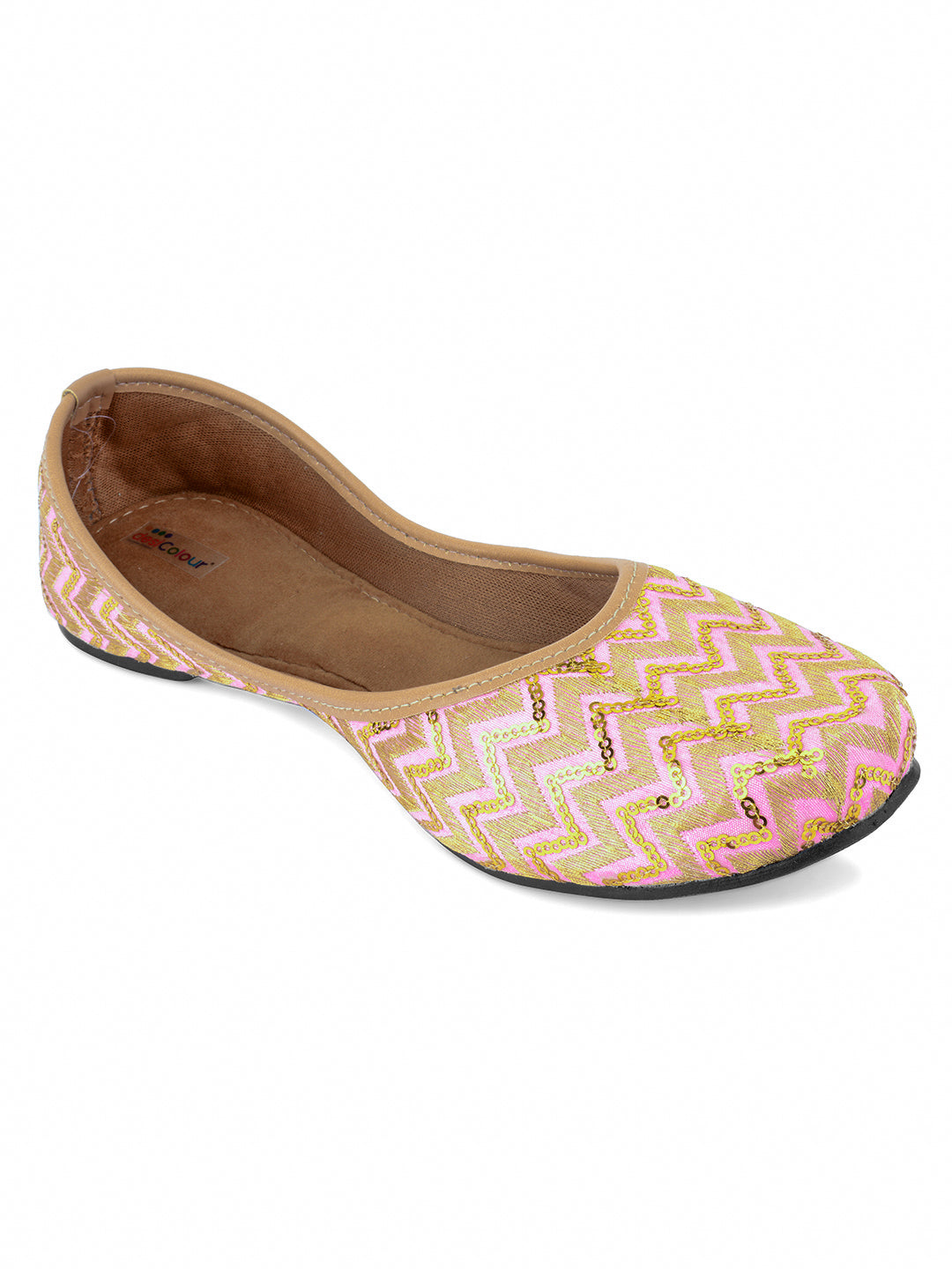 Desi Colour Women Indian Ethnic Footwear-Baby Pink Zigzag - Distacart