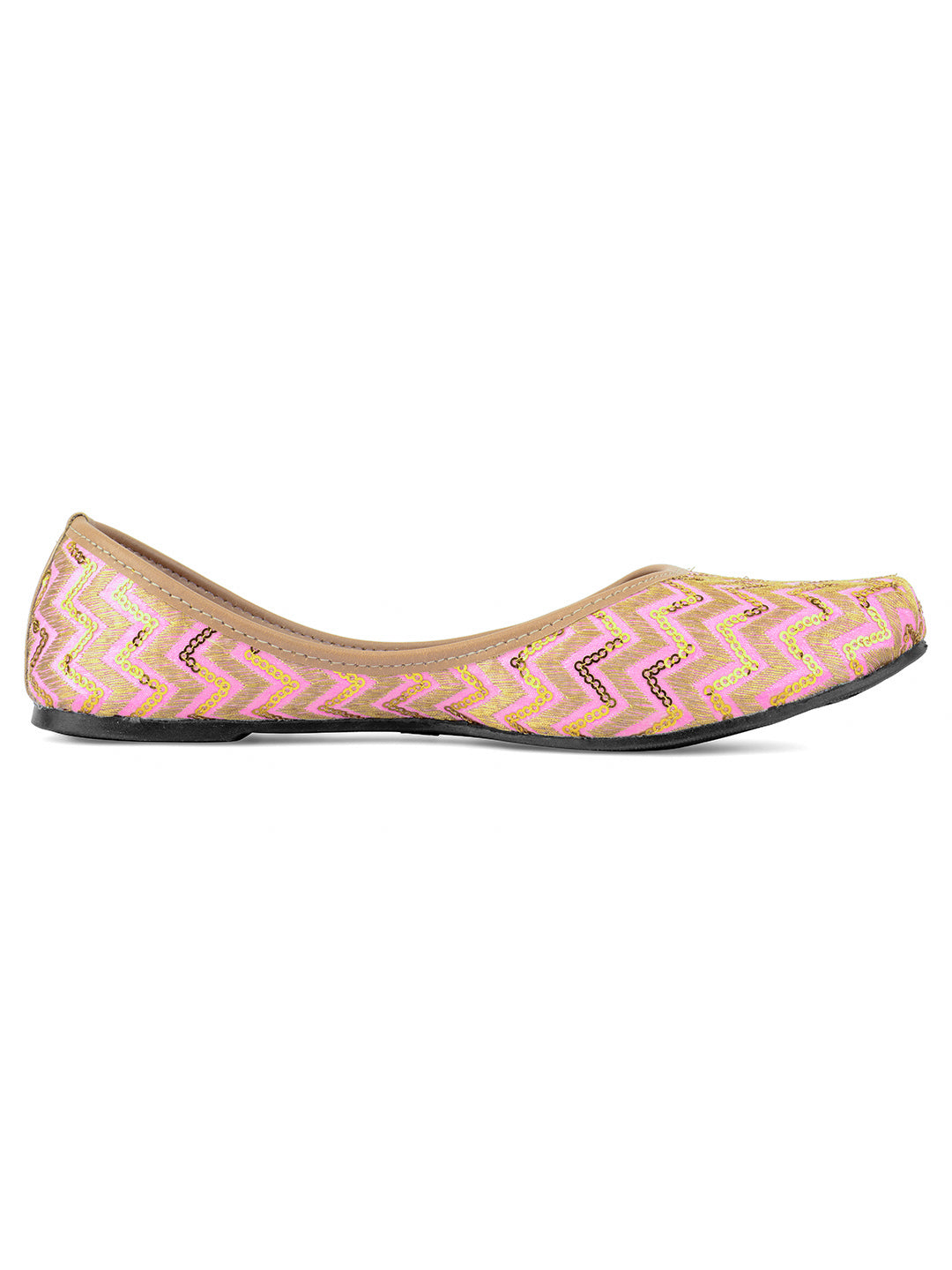 Desi Colour Women Indian Ethnic Footwear-Baby Pink Zigzag - Distacart