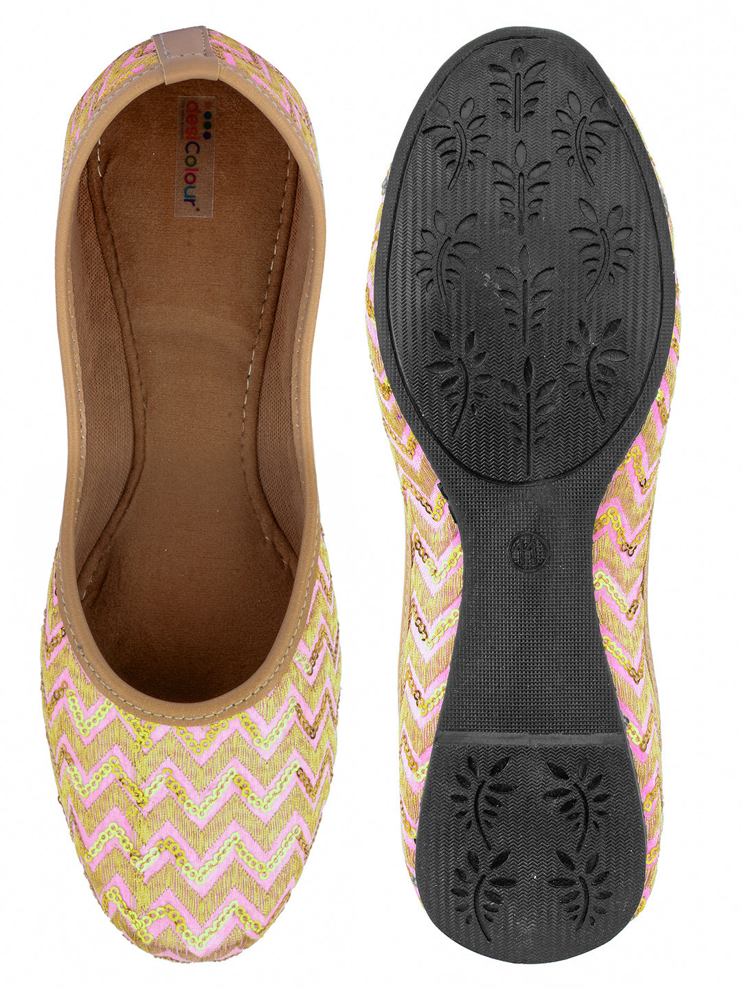 Desi Colour Women Indian Ethnic Footwear-Baby Pink Zigzag - Distacart