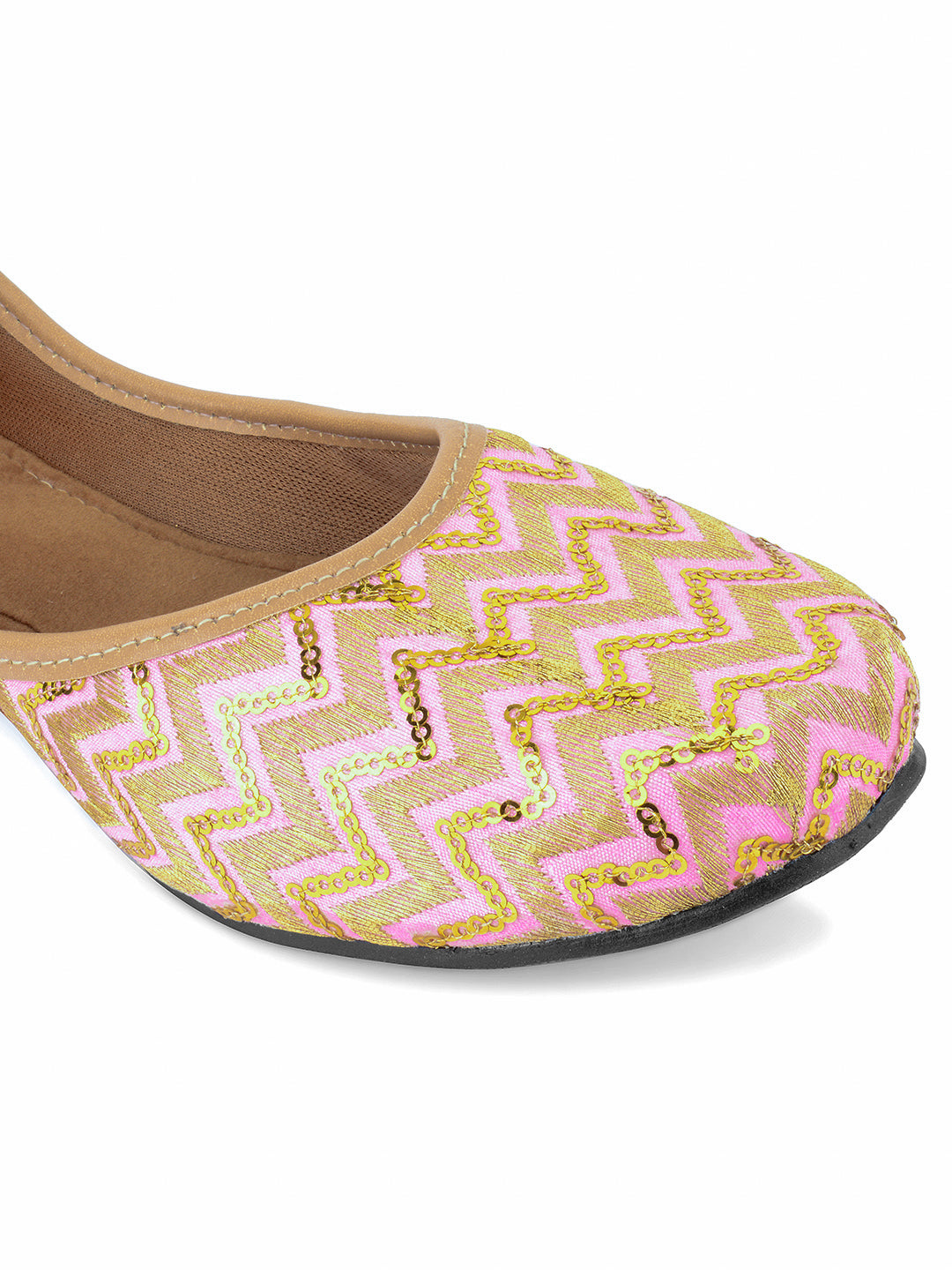 Desi Colour Women Indian Ethnic Footwear-Baby Pink Zigzag - Distacart