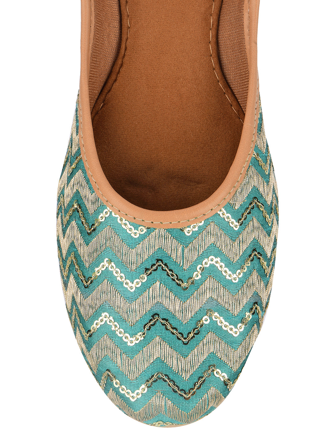 Desi Colour Women Indian Ethnic Footwear-Sea green Chevron - Distacart