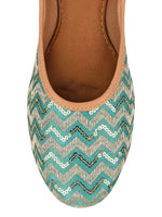 Thumbnail for Desi Colour Women Indian Ethnic Footwear-Sea green Chevron - Distacart