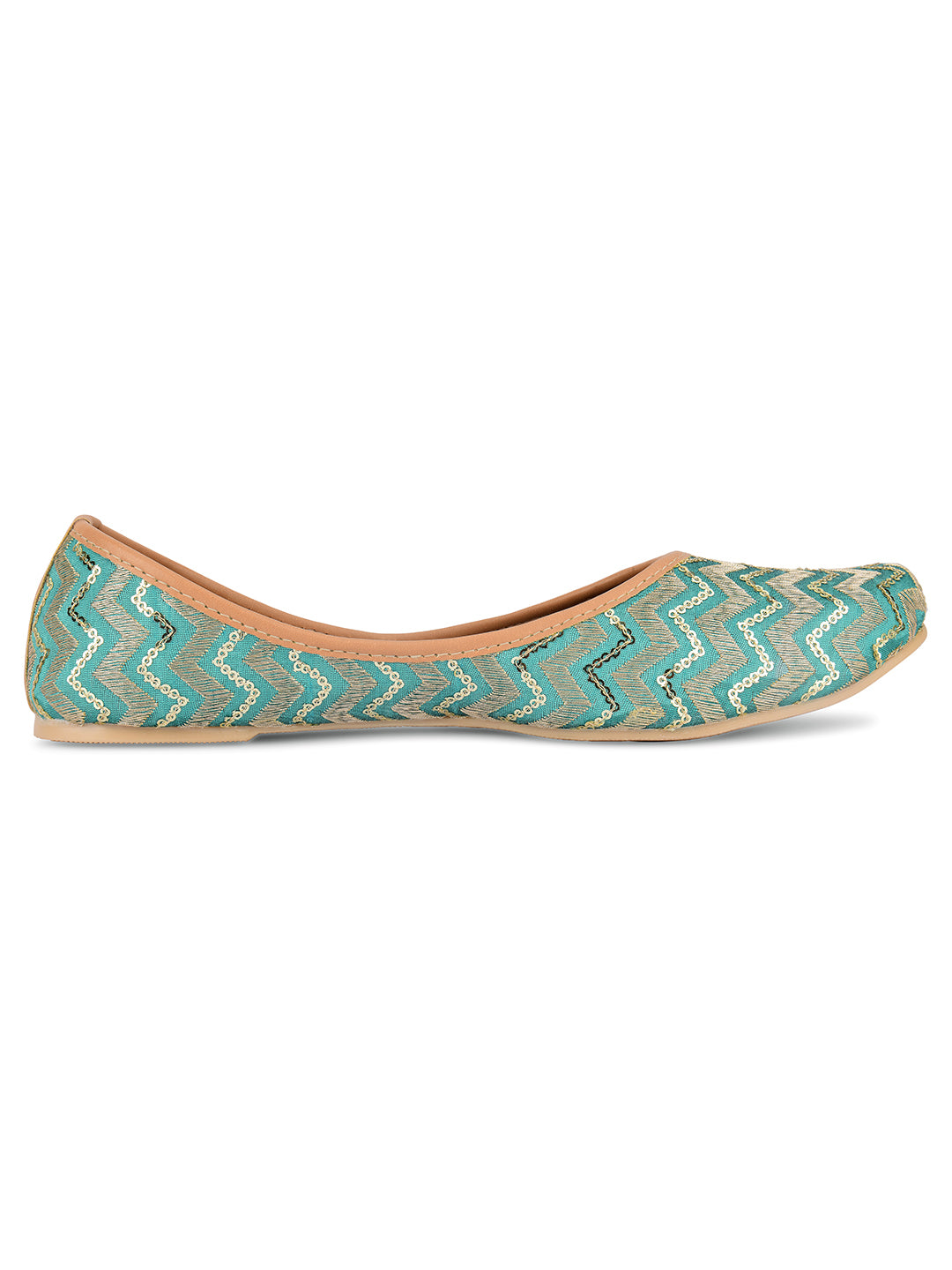 Desi Colour Women Indian Ethnic Footwear-Sea green Chevron - Distacart