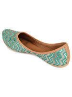 Thumbnail for Desi Colour Women Indian Ethnic Footwear-Sea green Chevron - Distacart
