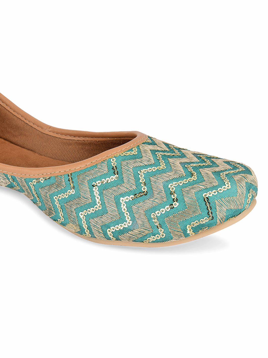 Desi Colour Women Indian Ethnic Footwear-Sea green Chevron - Distacart