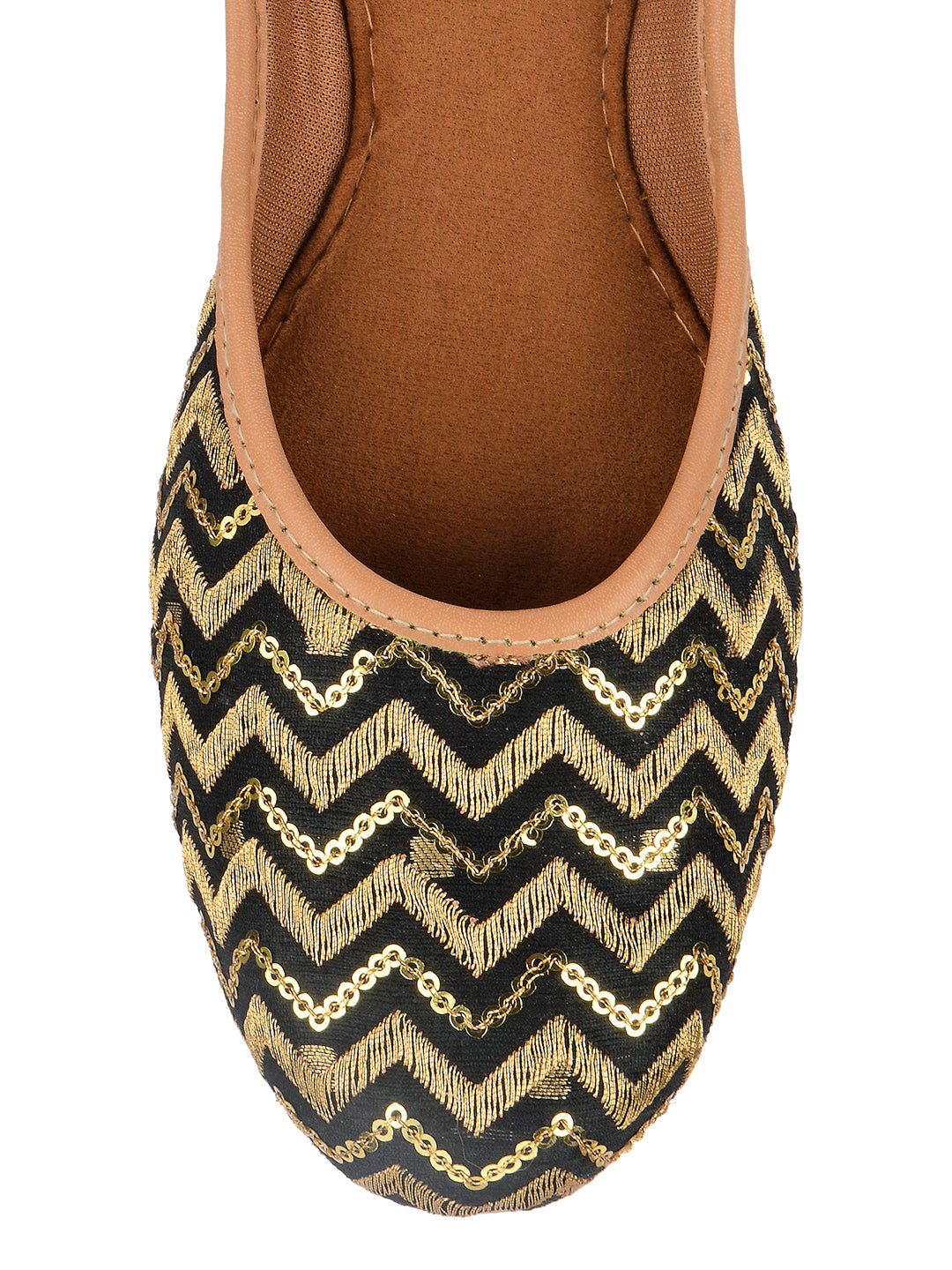 Desi Colour Women Indian Ethnic Footwear-Black Chevron - Distacart