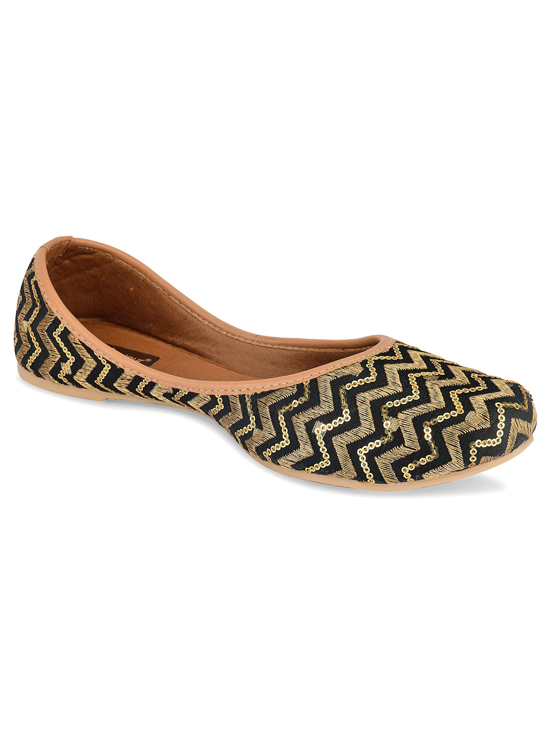 Desi Colour Women Indian Ethnic Footwear-Black Chevron - Distacart
