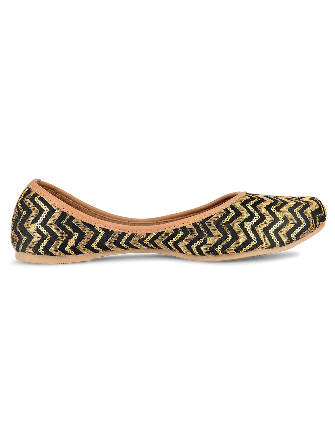 Desi Colour Women Indian Ethnic Footwear-Black Chevron - Distacart