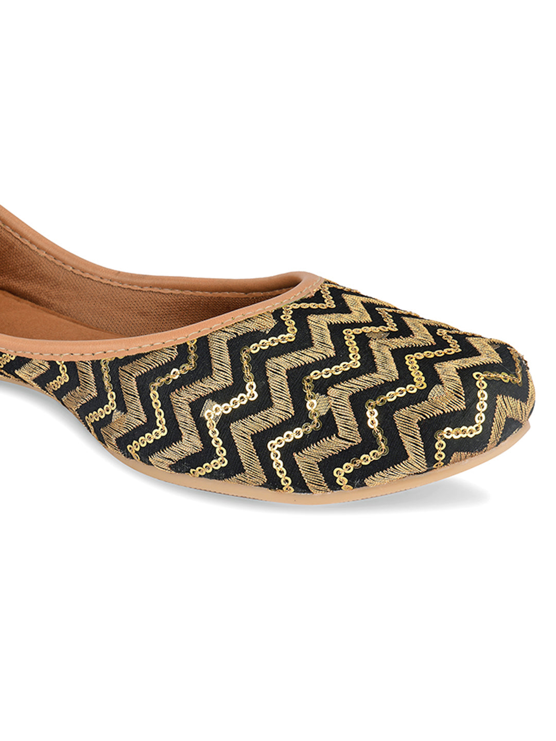 Desi Colour Women Indian Ethnic Footwear-Black Chevron - Distacart