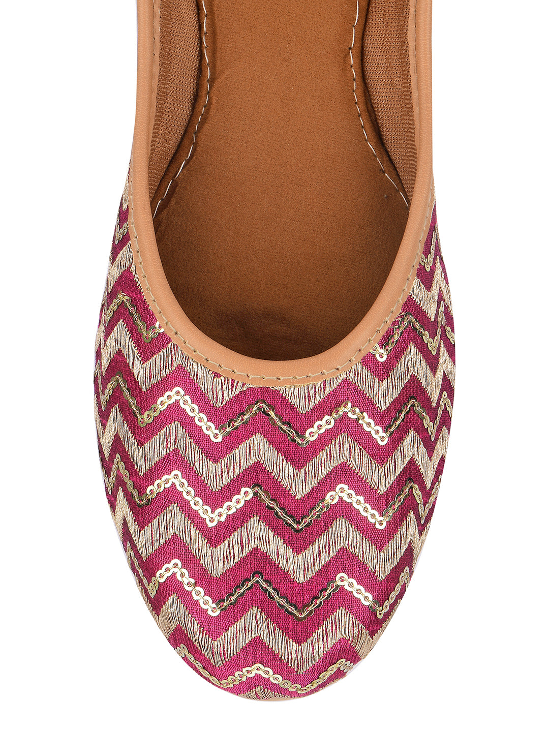 Desi Colour Women Indian Ethnic Footwear-Pink Chevron - Distacart