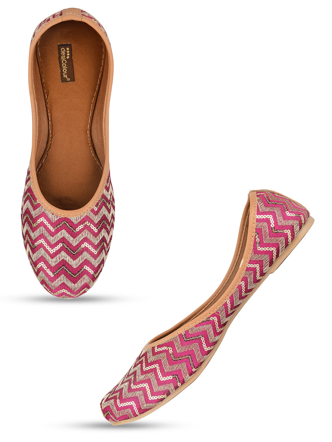 Desi Colour Women Indian Ethnic Footwear-Pink Chevron - Distacart