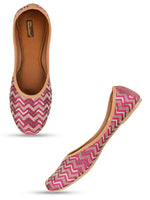 Thumbnail for Desi Colour Women Indian Ethnic Footwear-Pink Chevron - Distacart